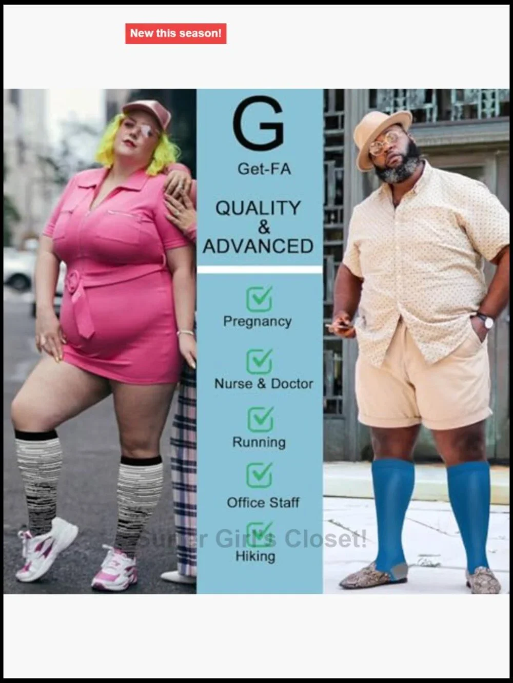 4 Pairs Plus Size Compression Socks 20-30 mmHg Wide Calf Support Circulation